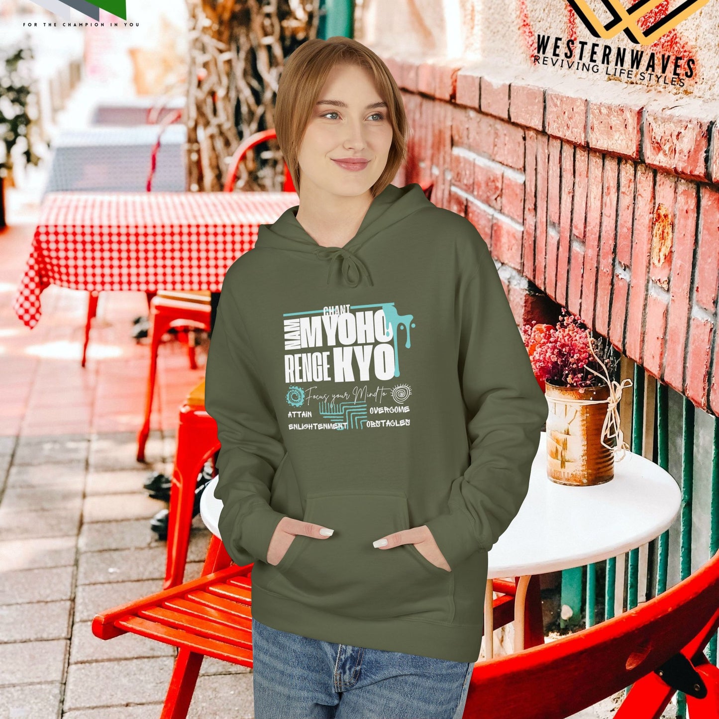 Unisex Midweight Softstyle Fleece Hoodie_ N3+ Series USMWSSFH PT2WW004_ Limited Edition Luxuriously Soft 100% Cotton Face by WesternWaves: