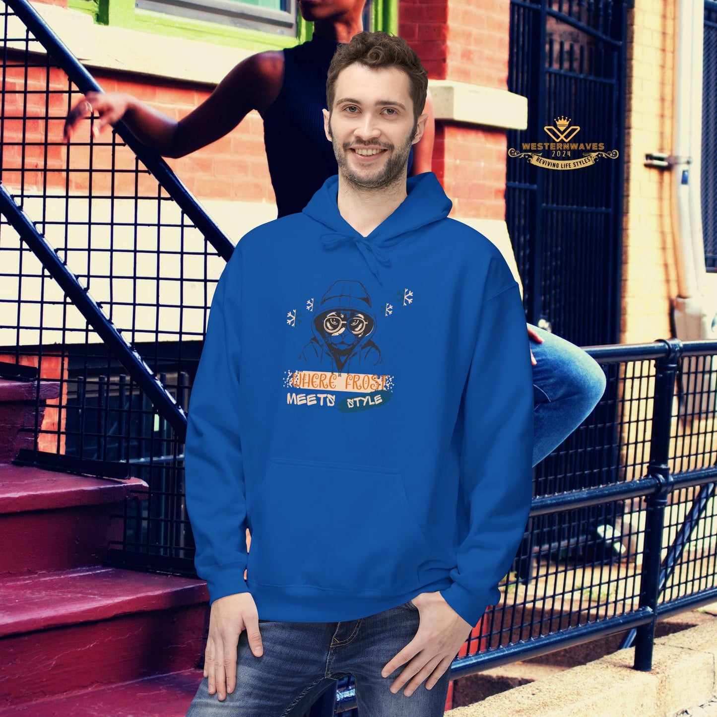 Unisex Midweight Softstyle Fleece Hoodie_ N3+ Series USMWSSFH PT2WW002_ Limited Edition Luxuriously Soft 100% Cotton Face by WesternWaves: