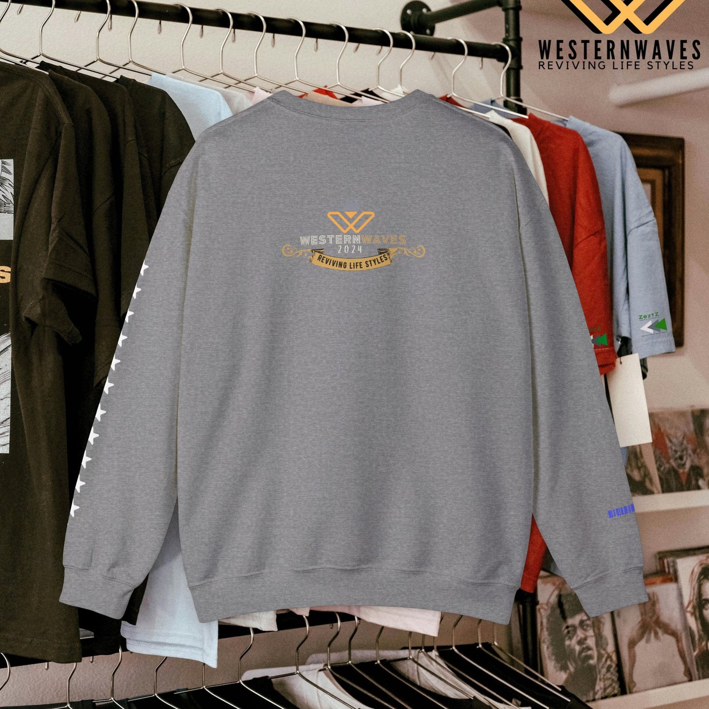 Unisex Heavy Blend™ Crewneck Sweatshirt_ N3+ Series UHBCSS PT2WW005_ Limited Edition Pure Luxury By WesternWaves: