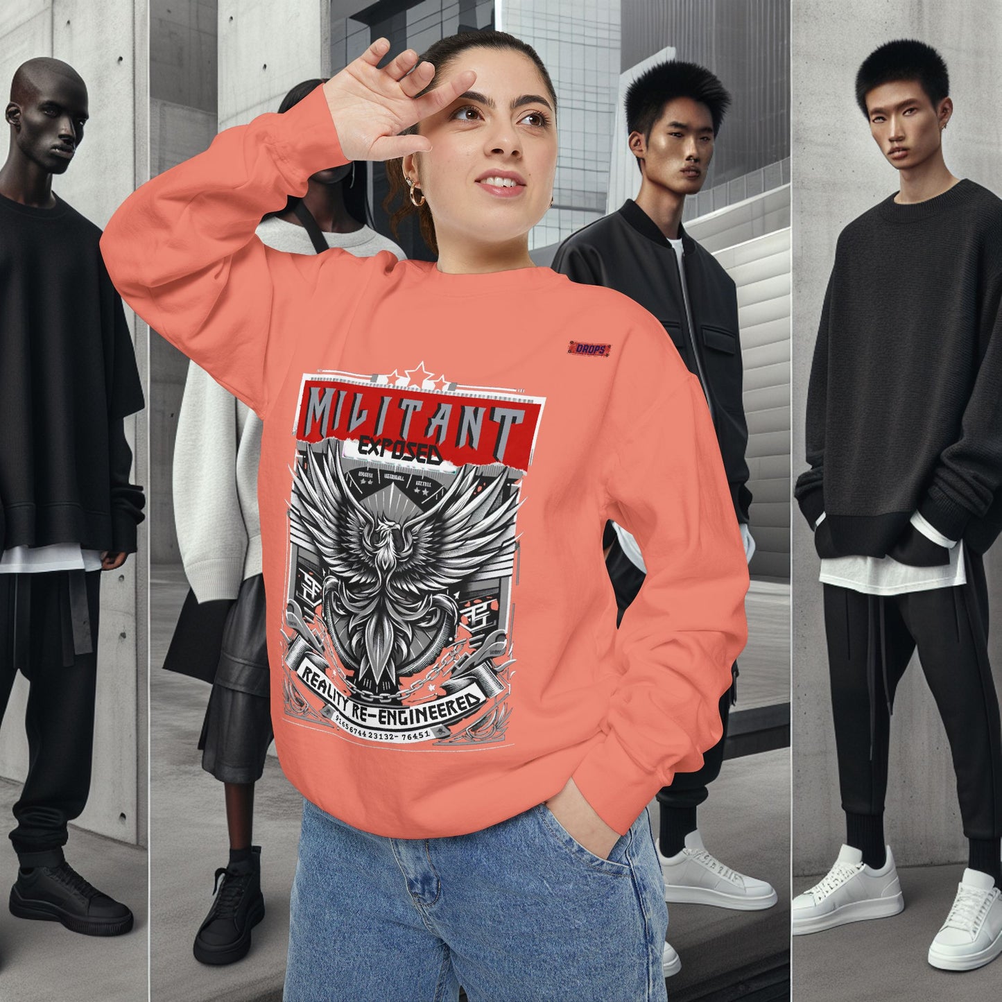 Unisex Garment-Dyed Sweatshirt_ N8+ Series SPW USMWSSFCNSS PT2WW001_ Limited Edition by WesternWaves: