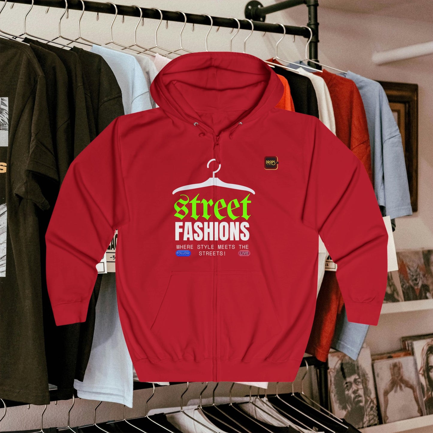 Unisex Full Zip Hoodie_ N7+ Series USFZHOODIE PT2WW002_ Limited Edition Street Fashions by WesternWaves: