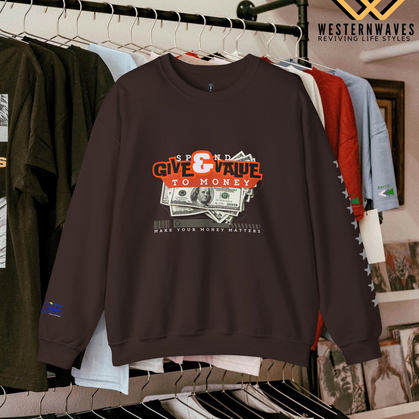 Unisex Heavy Blend™ Crewneck Sweatshirt_ N3+ Series UHBCSS PT2WW035_ Limited Edition Pure Luxury By WesternWaves: