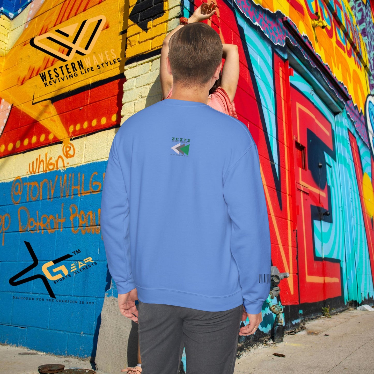 Unisex Heavy Blend™ Crewneck Sweatshirt_ N2 Sports Series UHBCSS PT2WW010_ Limited Edition ‘Zeztz’ Brand Sports Elements by WesternWaves: