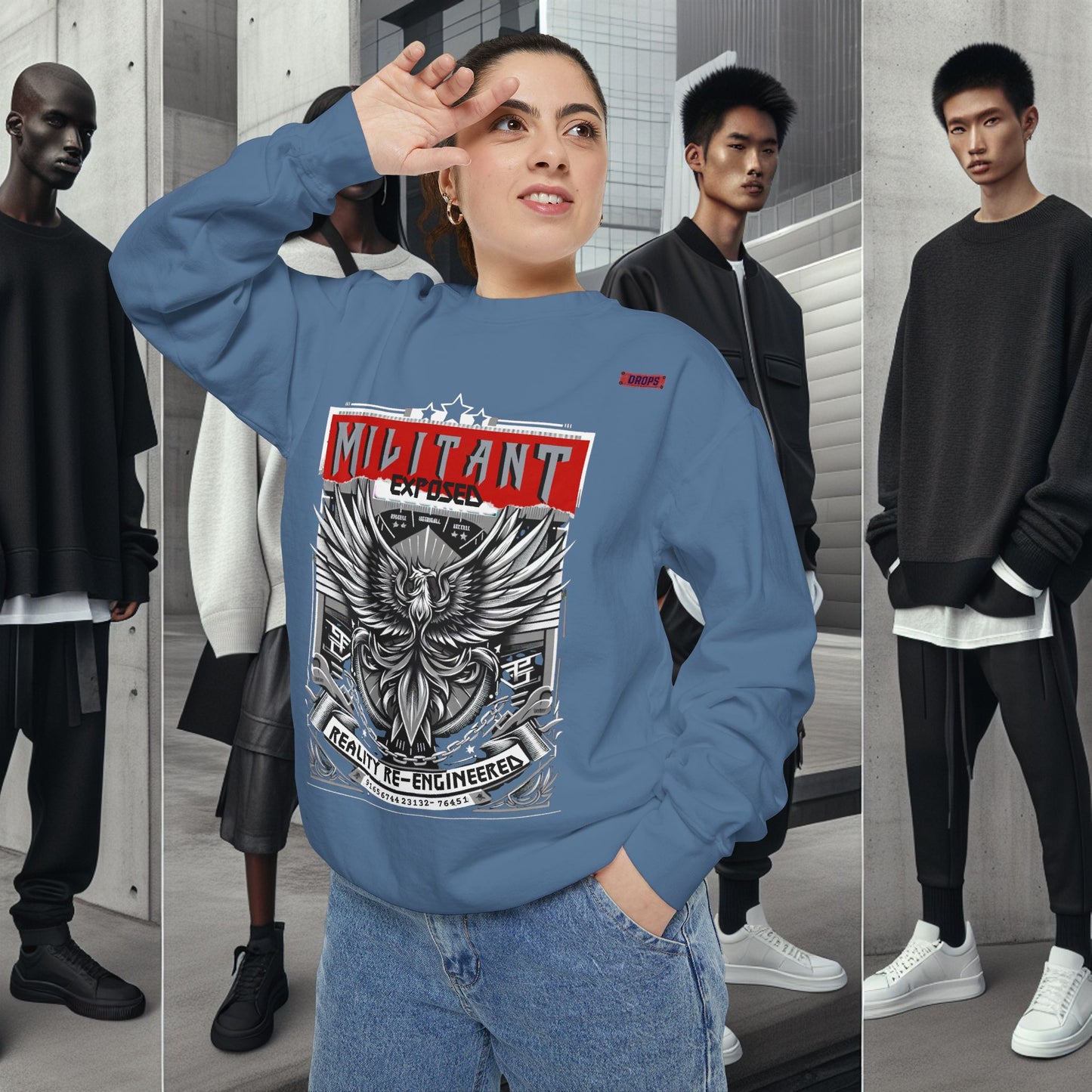 Unisex Garment-Dyed Sweatshirt_ N8+ Series SPW USMWSSFCNSS PT2WW001_ Limited Edition by WesternWaves: