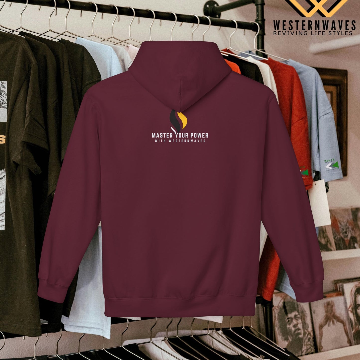 Unisex Midweight Softstyle Fleece Hoodie_ N3+ Series USMWSSFH PT2WW002_ Limited Edition Luxuriously Soft 100% Cotton Face by WesternWaves: