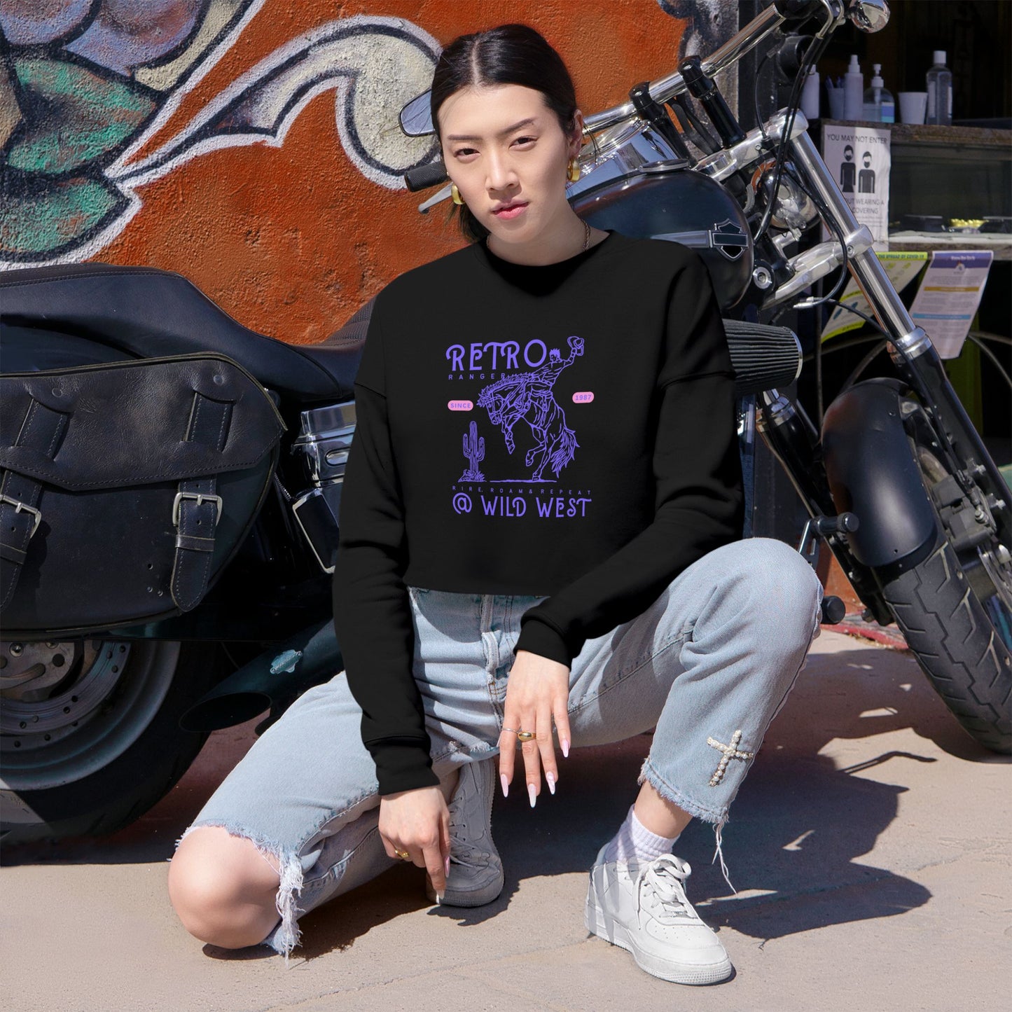 Women's Cropped Sweatshirt_ N2+ Series WCSS PT2WW002_ Limited Edition Utmost Comfort by WesternWaves: