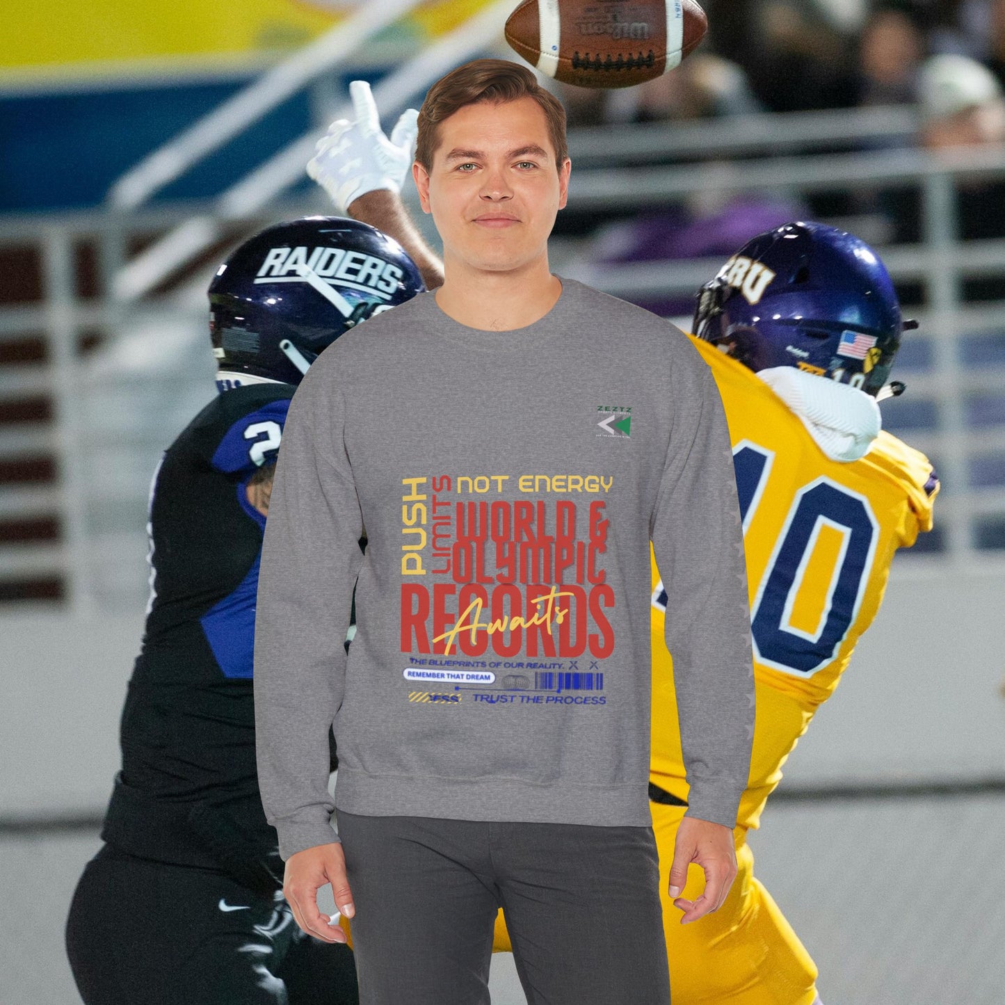 Unisex Heavy Blend™ Crewneck Sweatshirt_ N2 Sports Series UHBCSS PT2WW006_ Limited Edition ‘Zeztz’ Brand Sports Elements by WesternWaves: