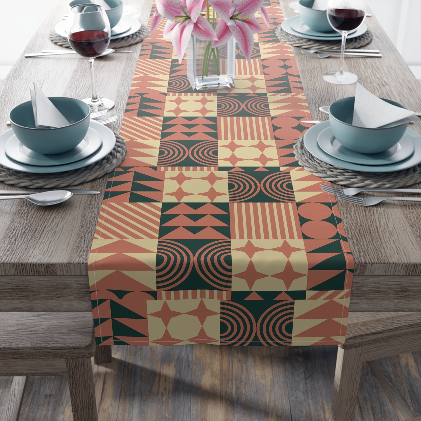 Table Runner (Cotton, Poly)_ Elegant Black Rare Design of a Table Runner_ N7+ Series TRUNNER PT2WW002_ Limited Edition by WesternWaves_