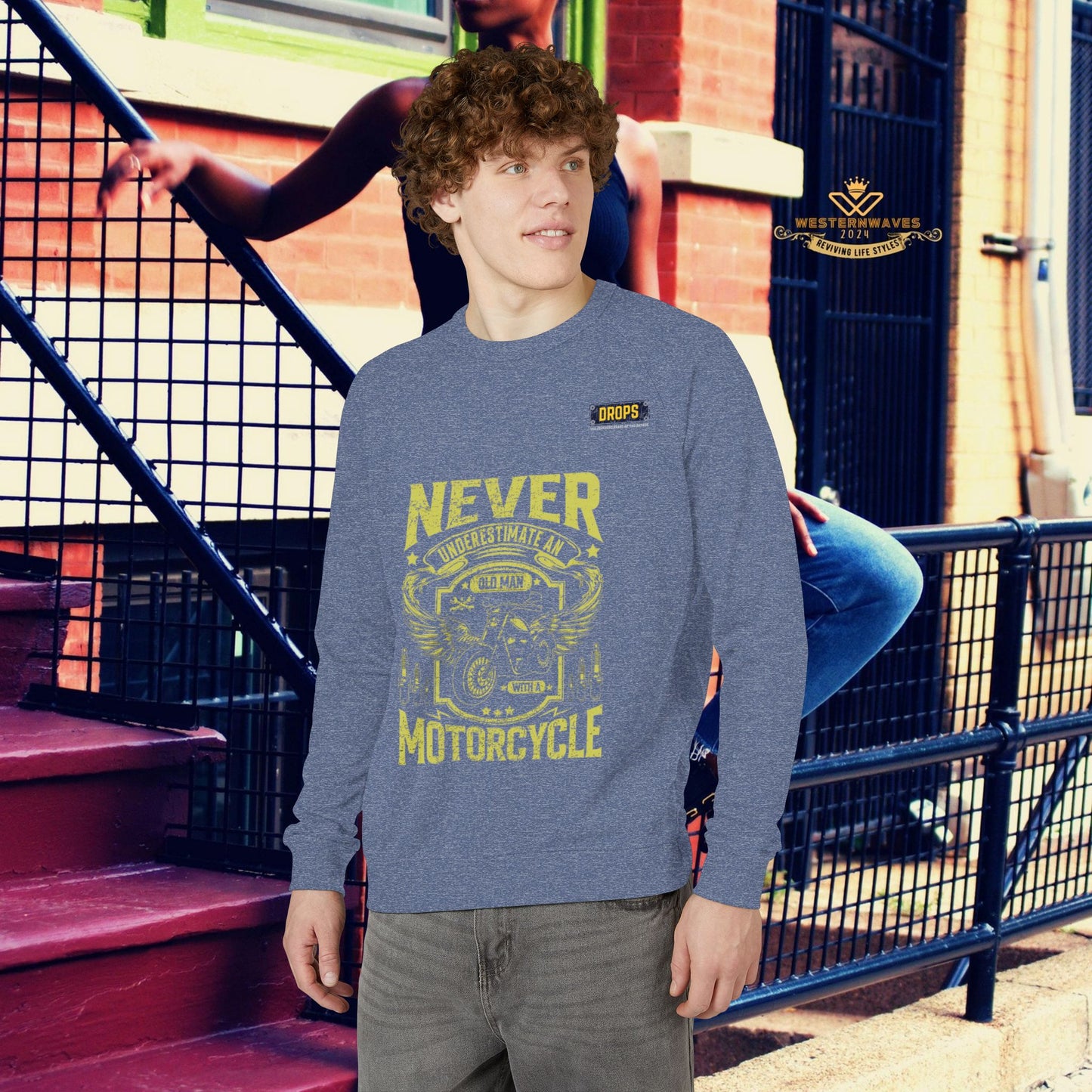 Unisex French Terry Raglan Crewneck_ 29 June 2025_ Limited Edition Vintage Motorcycle Apparel by WesternWaves: