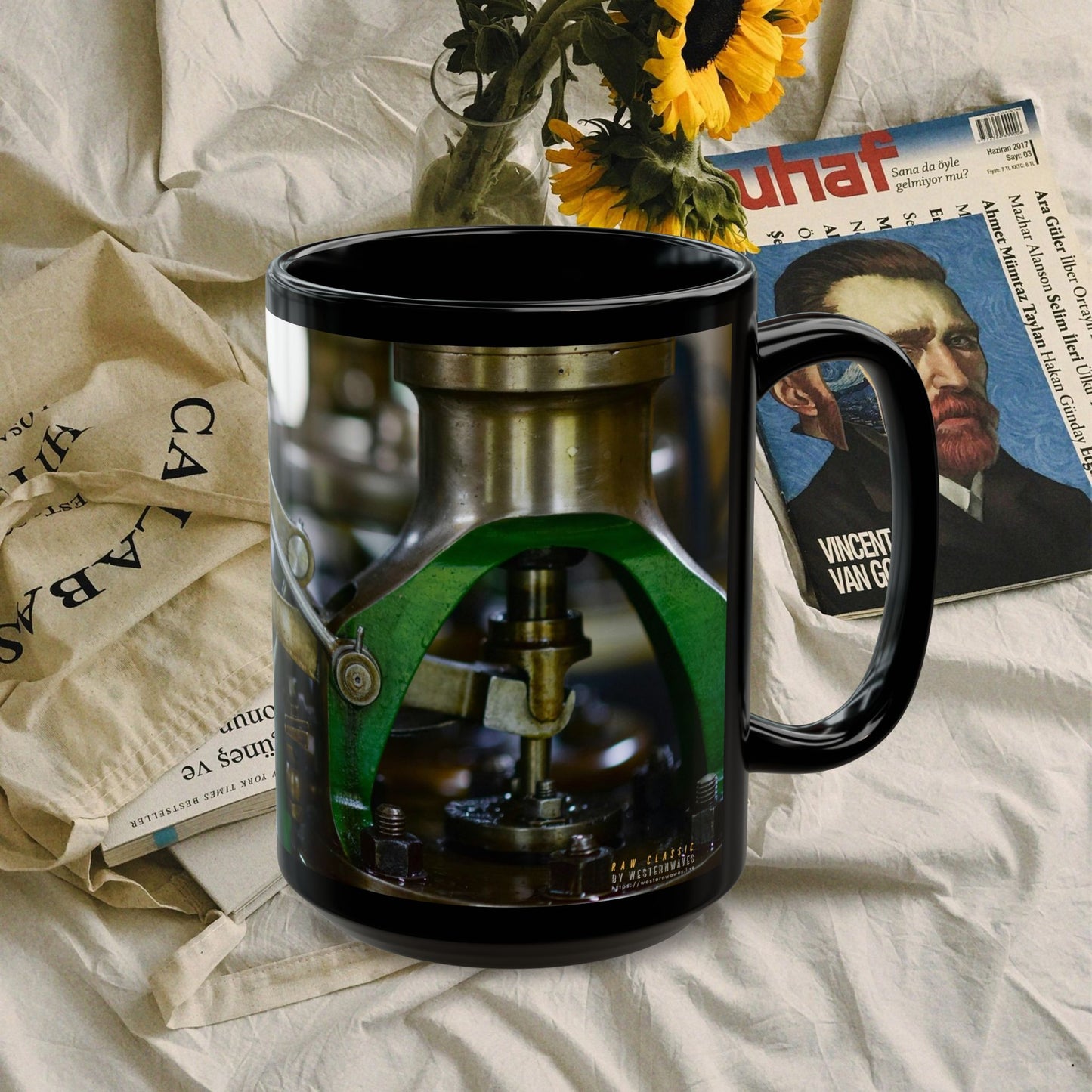 Black Ceramic Mug (11oz & 15oz) – N3+ Series BCMUG11&15 PT2WW001_ Limited Edition Your Perfect Sip by WesternWaves: