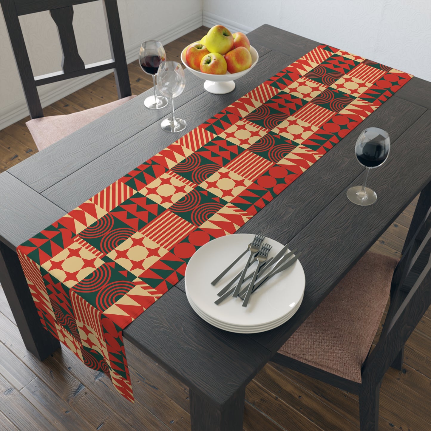 Table Runner (Cotton, Poly)_ Elegant Black Rare Design of a Table Runner_ N7+ Series TRUNNER PT2WW002_ Limited Edition by WesternWaves_
