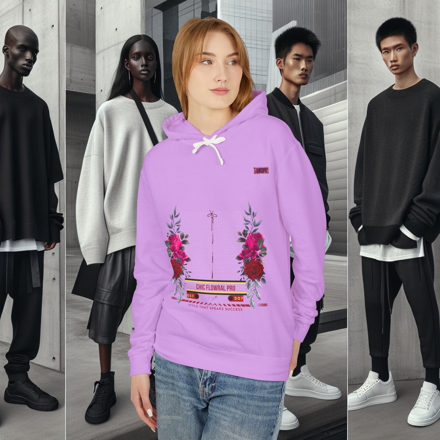 Lightweight Hooded Sweatshirt_ Series UWD 053_ Limited Edition Floral Streetwear by WesternWaves: