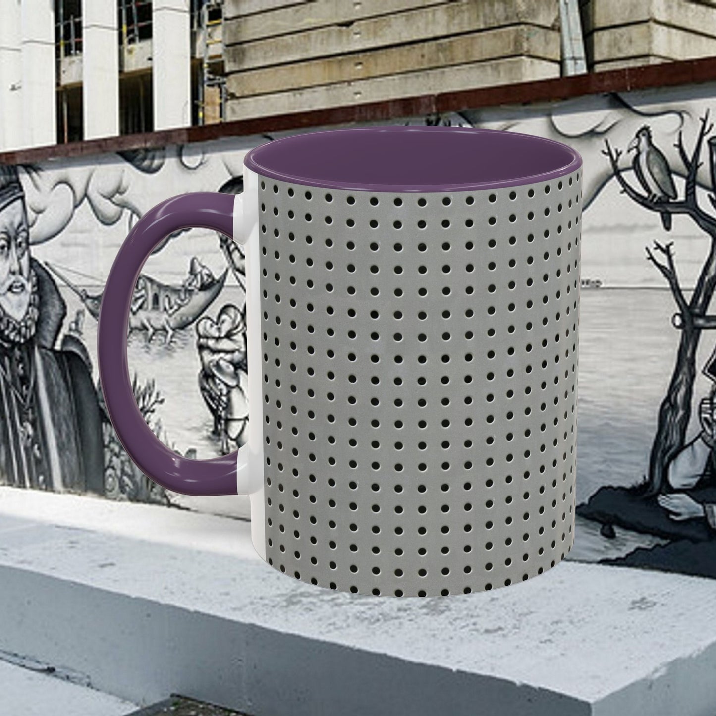 Two Tone Accent Coffee Mug 11oz_ N7+ Series ACMUG11OZ PT2WW001_ Limited Edition Stylish Perforated Design by WesternWaves: