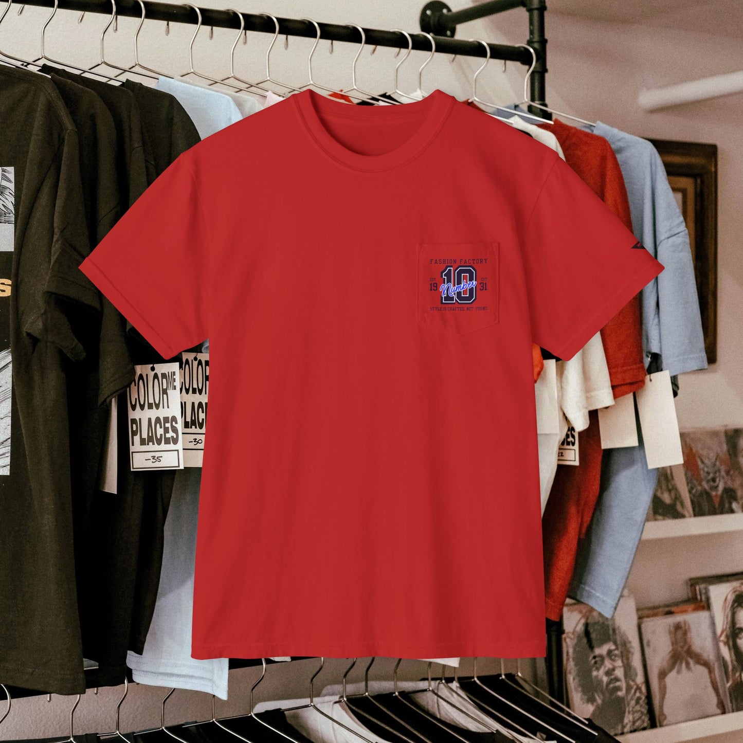 Unisex Garment-Dyed Pocket T-Shirt_ N3+ Series USGDPTS PT2WW001_ Limited Edition Raw Classic by WesternWaves: