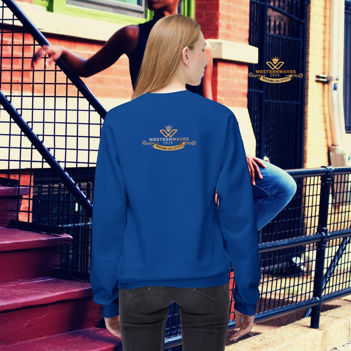 Unisex Midweight Fleece Crewneck Sweatshirt_ N3+ Series UXMWFCS PT2WW015_ WesternWaves Signature Limited Edition: