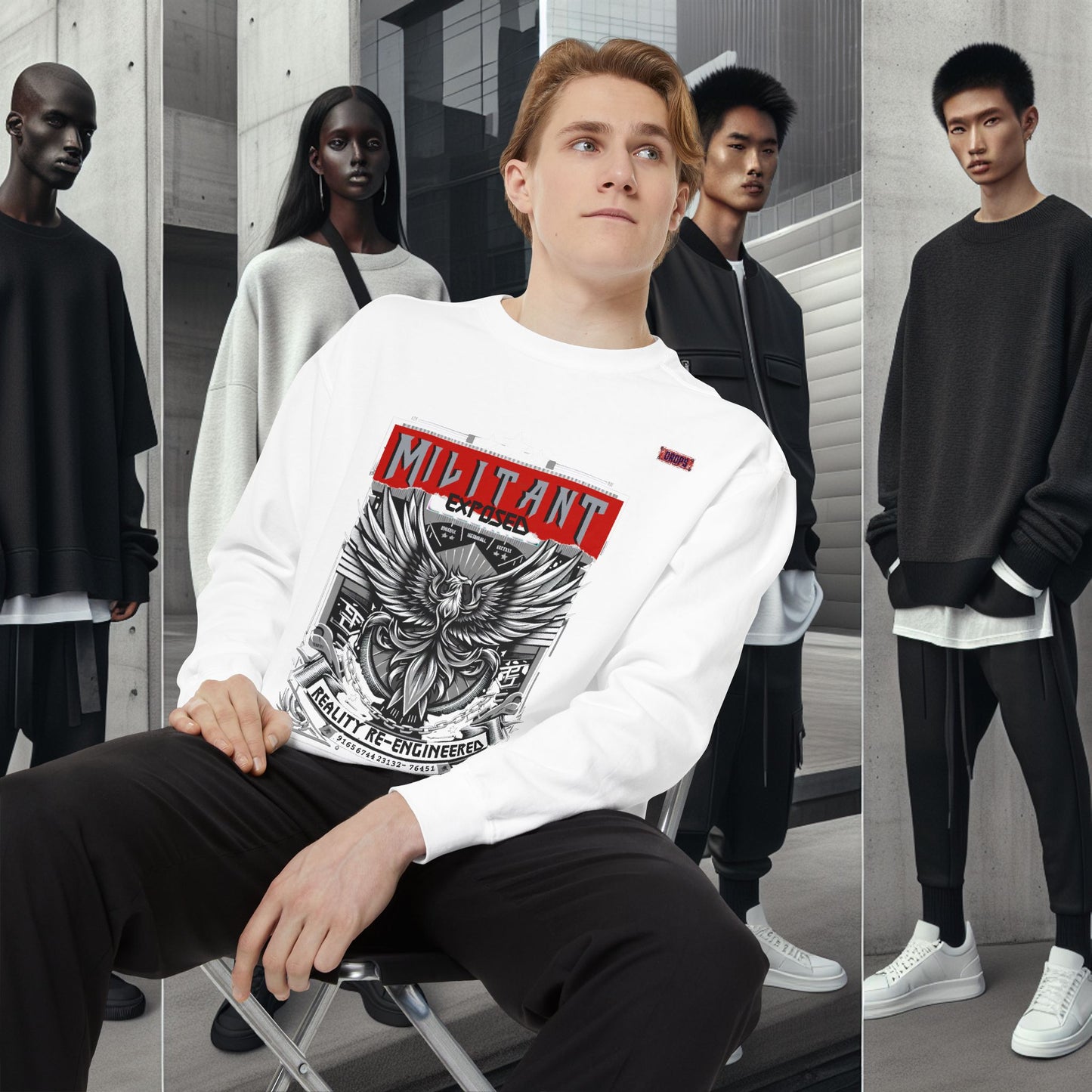 Unisex Garment-Dyed Sweatshirt_ N8+ Series SPW USMWSSFCNSS PT2WW001_ Limited Edition by WesternWaves: