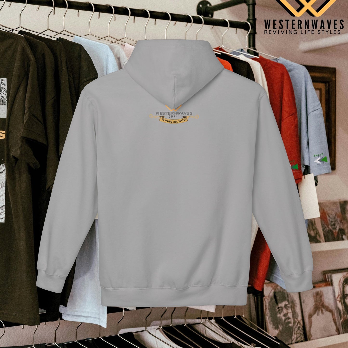 Unisex Midweight Softstyle Fleece Hoodie_ N3+ Series USMWSSFH PT2WW008_ Limited Edition Luxuriously Soft 100% Cotton Face by WesternWaves: