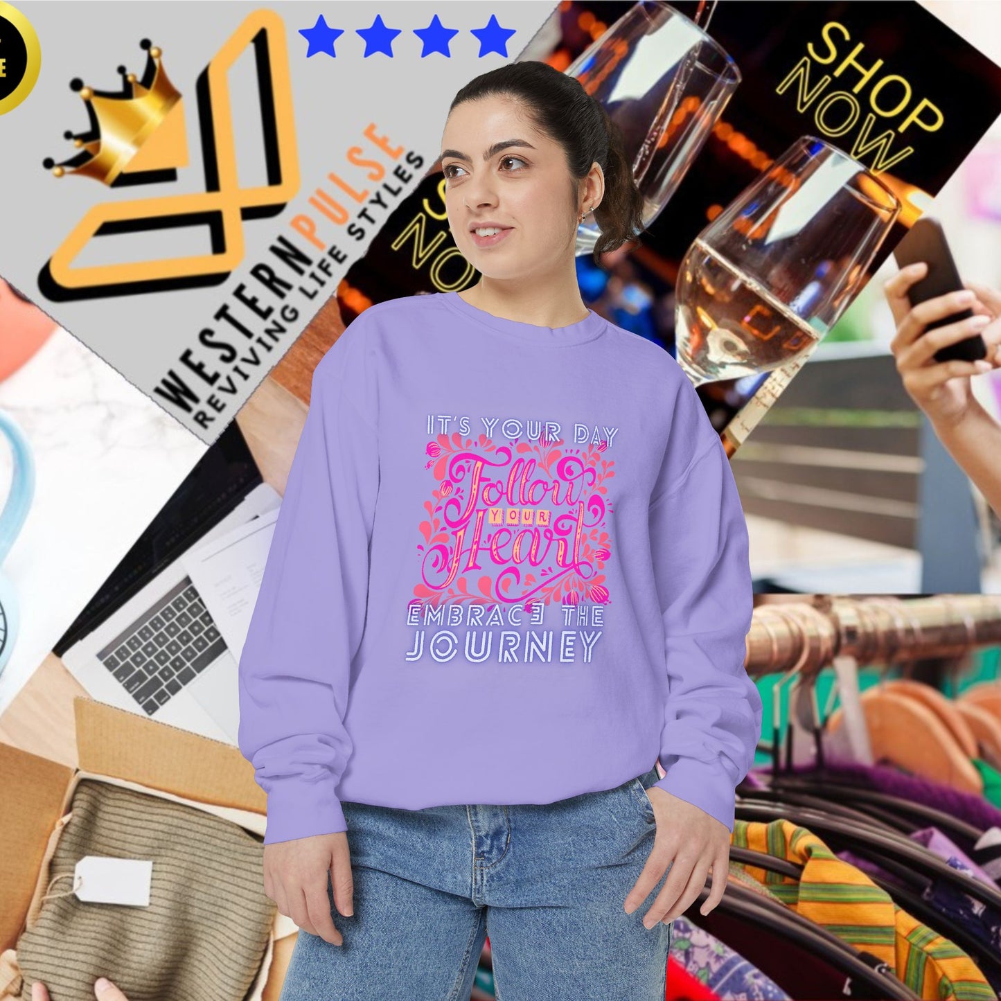 Unisex Garment-Dyed Sweatshirt_ N3+ Series UGDSS PT2WW001_ WesternWaves Limited Edition:
