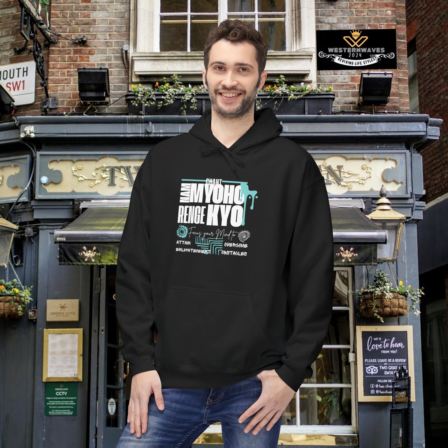 Unisex Midweight Softstyle Fleece Hoodie_ N3+ Series USMWSSFH PT2WW004_ Limited Edition Luxuriously Soft 100% Cotton Face by WesternWaves: