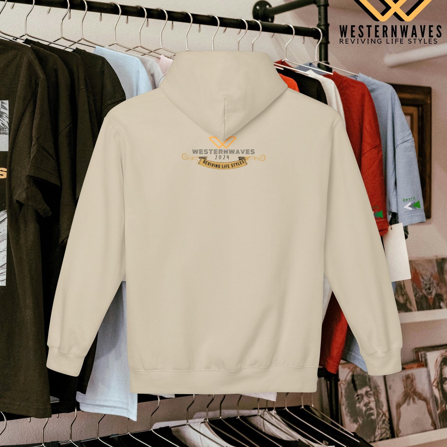 Unisex Midweight Softstyle Fleece Hoodie_ N3+ Series USMWSSFH PT2WW010_ Limited Edition Luxuriously Soft 100% Cotton Face by WesternWaves: