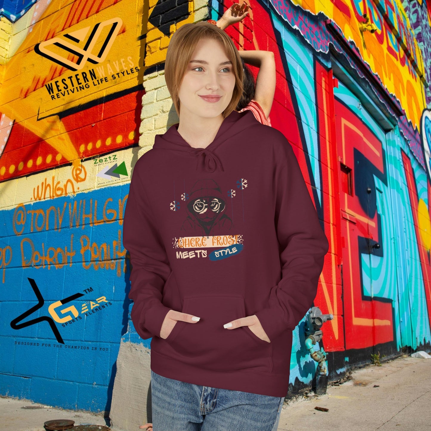 Unisex Midweight Softstyle Fleece Hoodie_ N3+ Series USMWSSFH PT2WW002_ Limited Edition Luxuriously Soft 100% Cotton Face by WesternWaves: