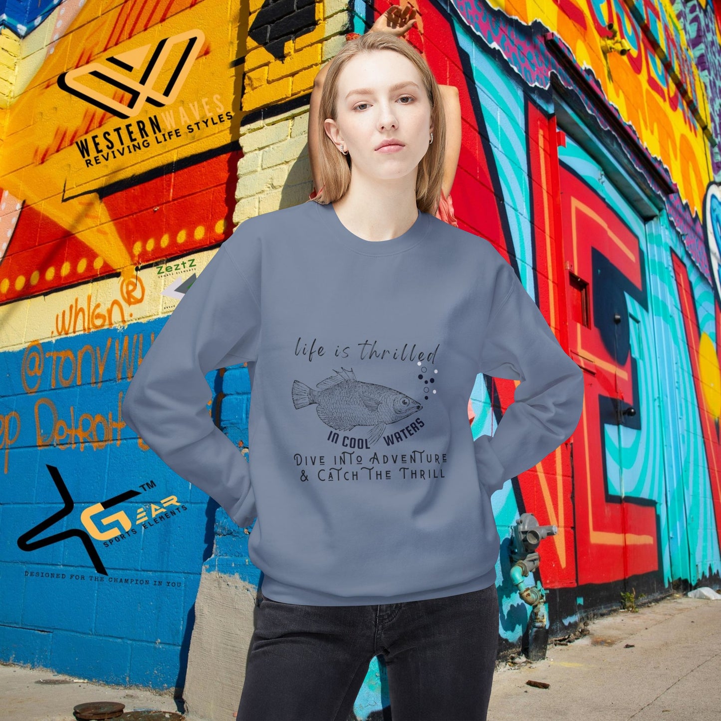 Unisex Midweight Softstyle Fleece Crewneck Sweatshirt_ N3+ Series USMWSSFCNSS PT2WW007_ Limited Edition Stylish Eco-conscious Raw Classic by WesternWaves: