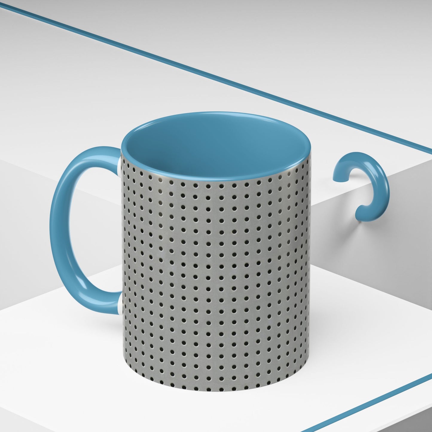 Two Tone Accent Coffee Mug 11oz_ N7+ Series ACMUG11OZ PT2WW001_ Limited Edition Stylish Perforated Design by WesternWaves: