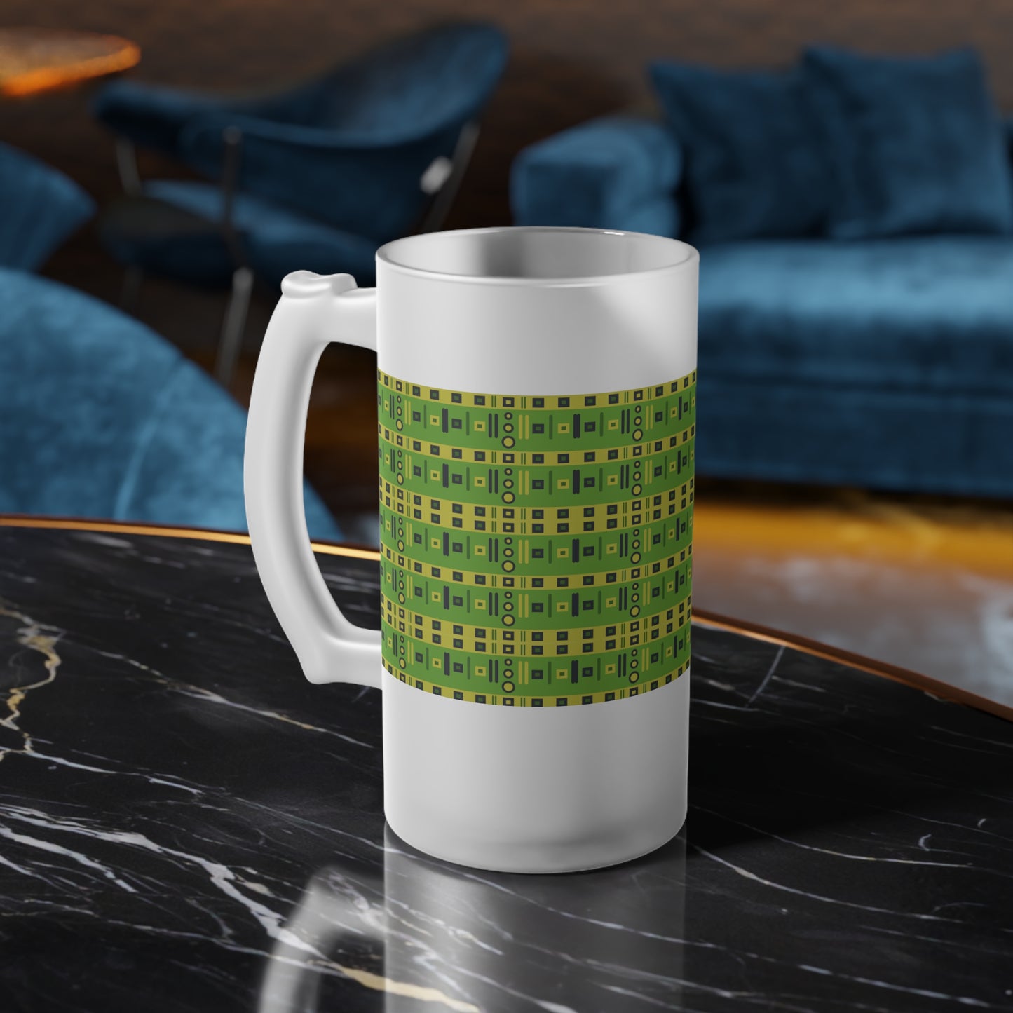 Frosted Glass Beer Mug - Stylish Sipping Essential_ N3+ Series FGBM PT2WW019_ Limited Edition by WesternWaves: