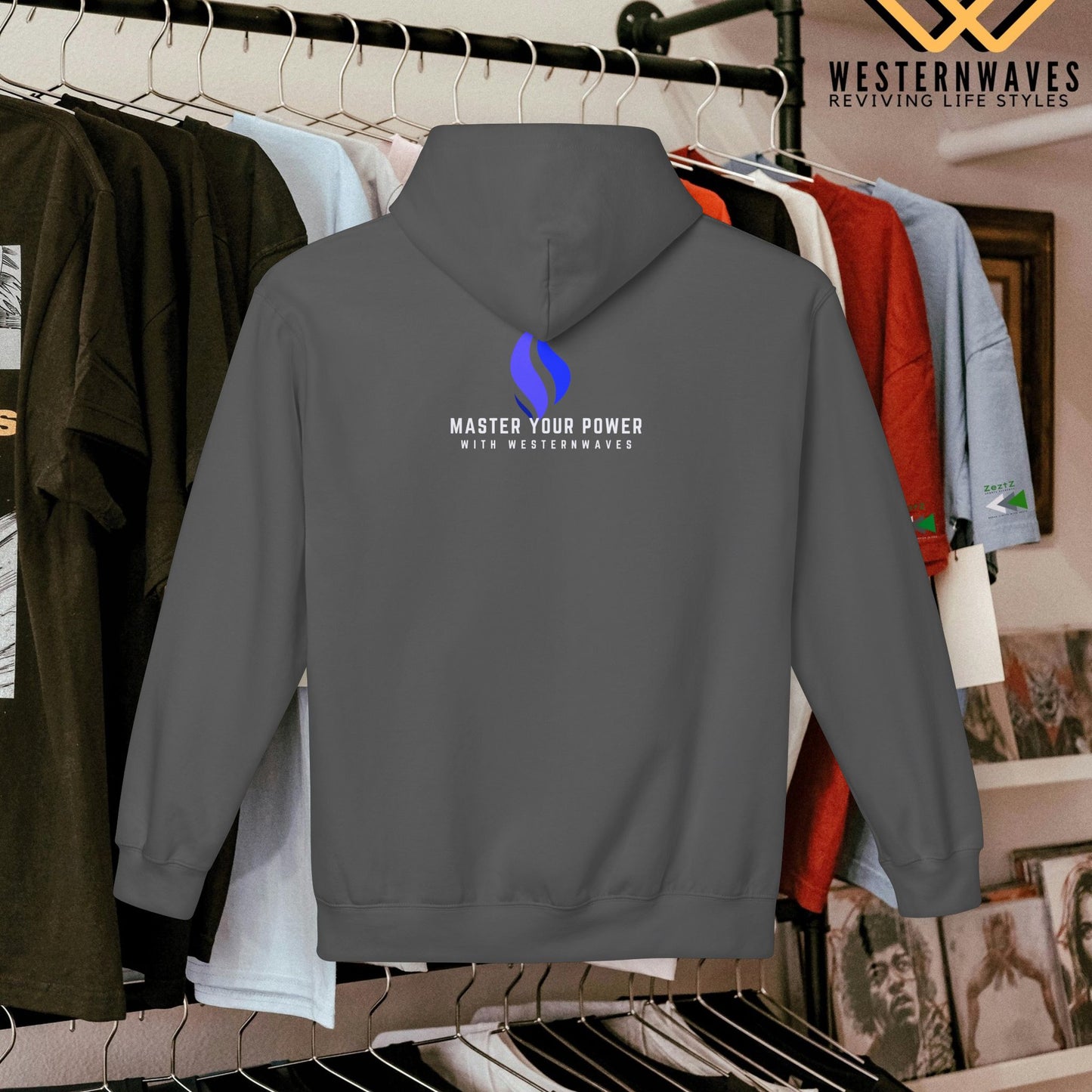 Unisex Midweight Softstyle Fleece Hoodie_ N3+ Series USMWSSFH PT2WW004_ Limited Edition Luxuriously Soft 100% Cotton Face by WesternWaves: