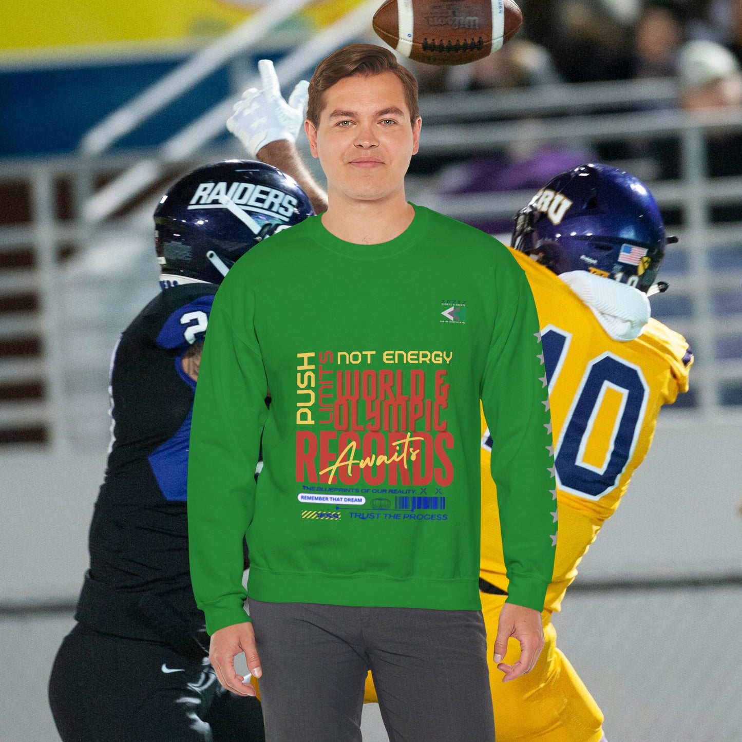 Unisex Heavy Blend™ Crewneck Sweatshirt_ N2 Sports Series UHBCSS PT2WW006_ Limited Edition ‘Zeztz’ Brand Sports Elements by WesternWaves:
