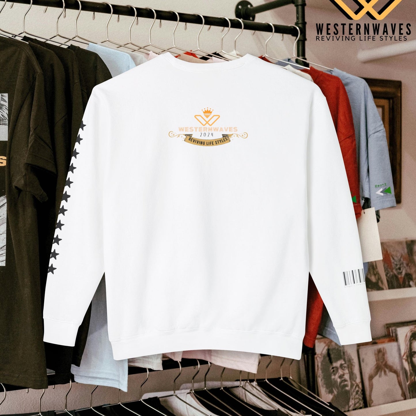 Unisex Lightweight Crewneck Sweatshirt_ N3+ Series ULWCSS PT2WW013_ Limited Edition Conscious Fashion Collaboration by WesternWaves: