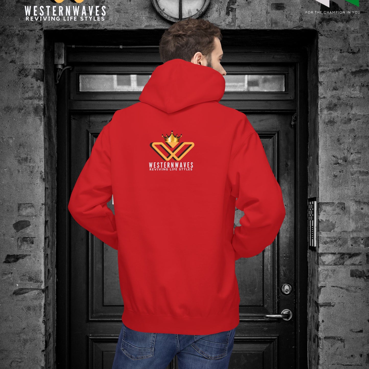 Unisex Midweight Softstyle Fleece Hoodie_ N3+ Series USMWSSFH PT2WW009_ Limited Edition Luxuriously Soft 100% Cotton Face by WesternWaves: