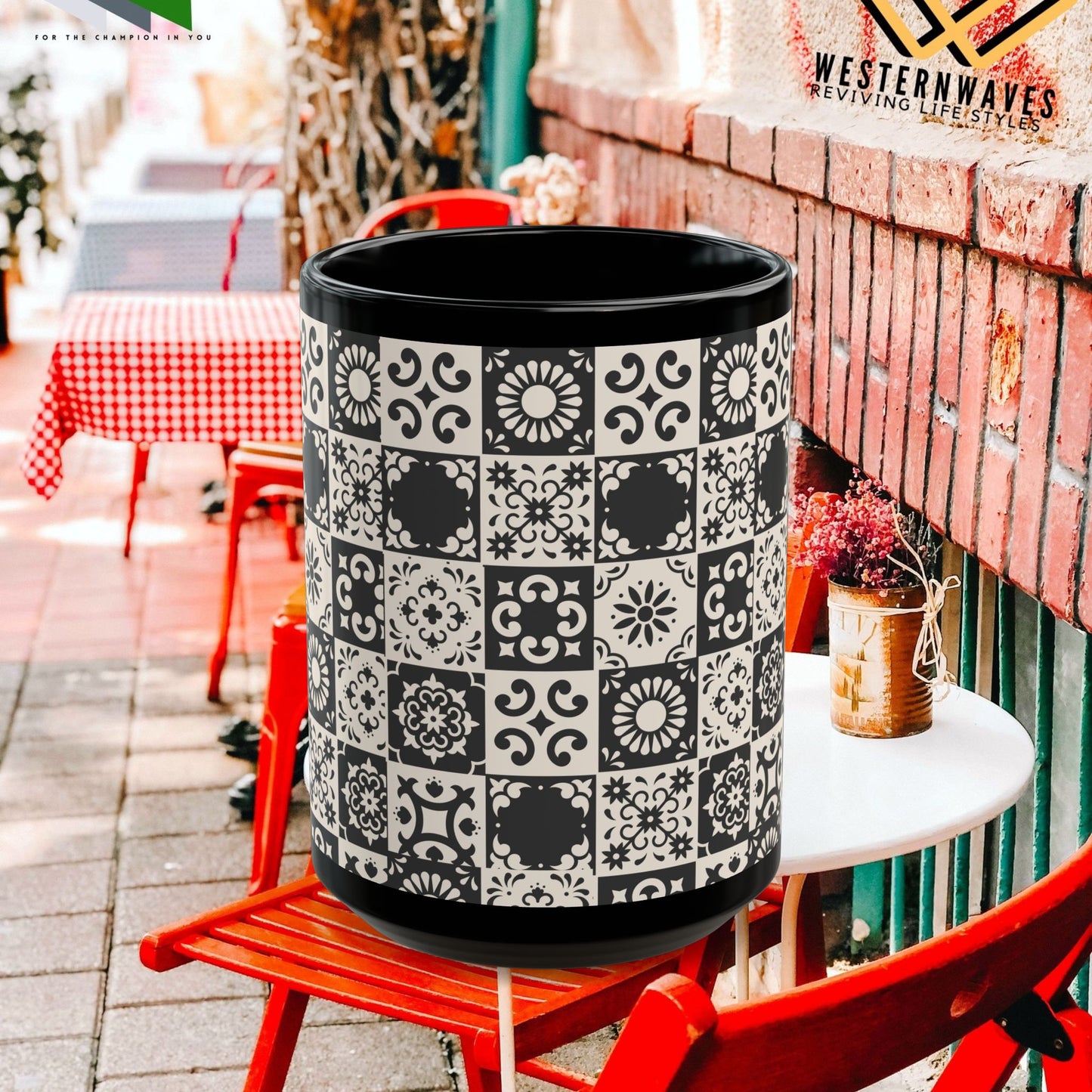 Black Mug (11oz, 15oz)_ N+ Series CBM PT2WW002_ Limited Edition Black Ceramic Mug by WesternWaves