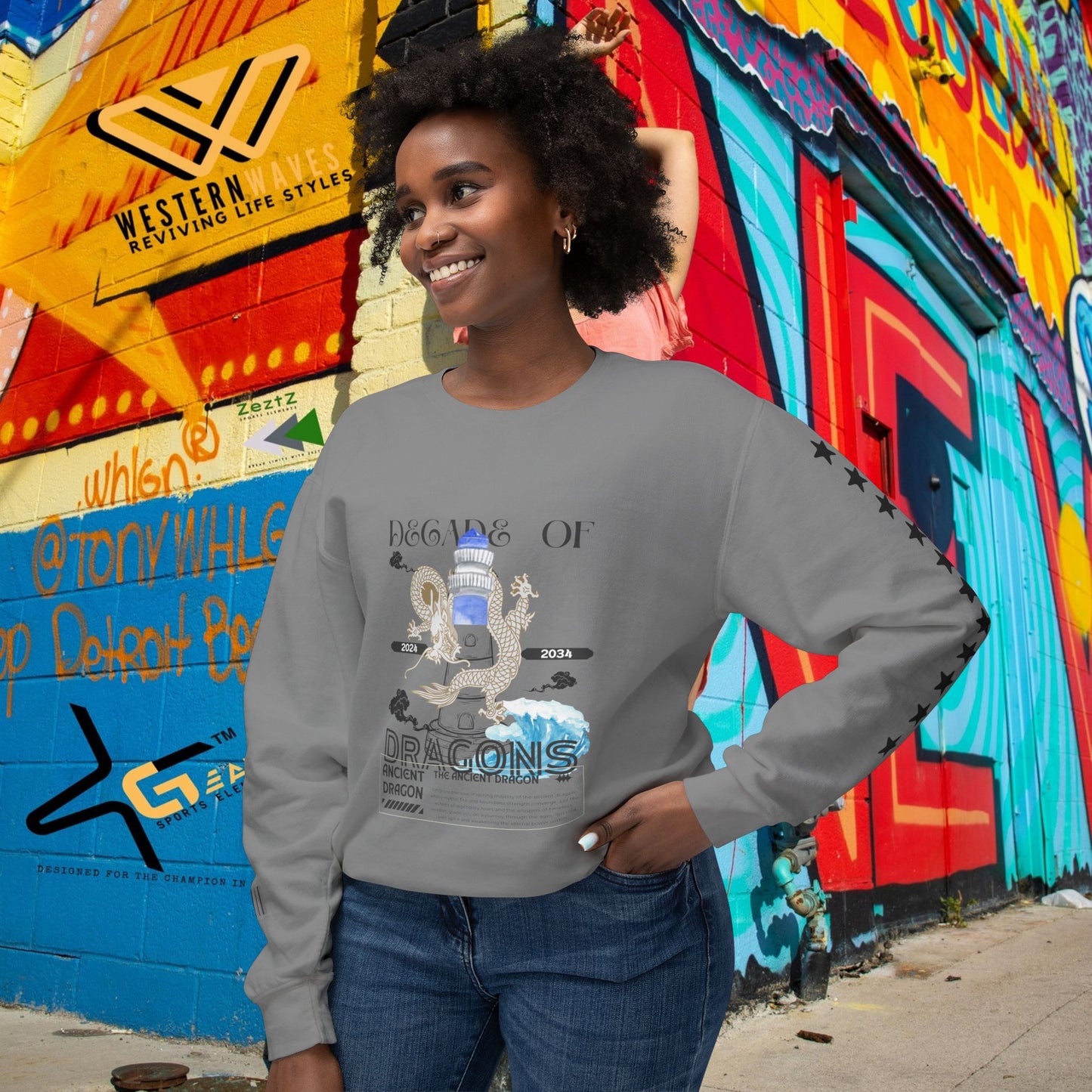 Unisex Lightweight Crewneck Sweatshirt_ N3+ Series ULWCSS PT2WW013_ Limited Edition Conscious Fashion Collaboration by WesternWaves:
