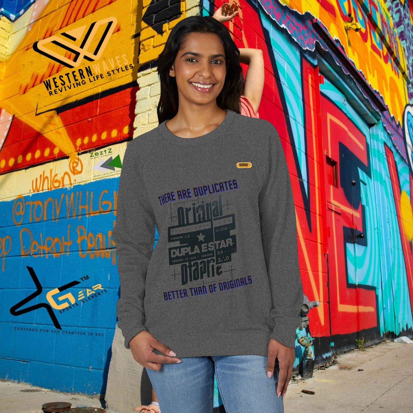 Unisex French Terry Raglan Crewneck Sweatshirt_ 25 June 2025_ Limited Edition Casual Streetwear by WesternWaves: