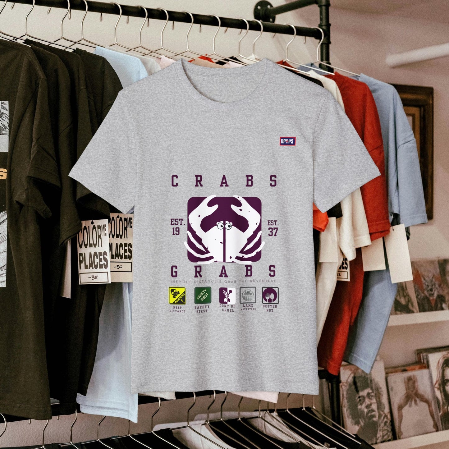 Eco-Friendly Crab Graphic Tee, Sustainable Fashion T-Shirt, Unisex Nature Lover Gift, Beach Vibes Apparel, Boho T-Shirt_ 22 May 2025_ 001