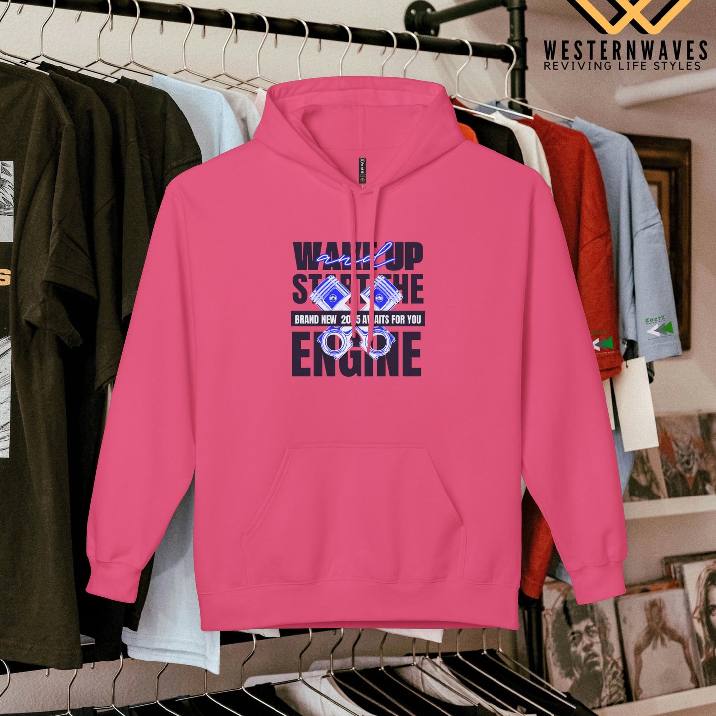 Unisex Midweight Softstyle Fleece Hoodie_ N3+ Series USMWSSFH PT2WW010_ Limited Edition Luxuriously Soft 100% Cotton Face by WesternWaves: