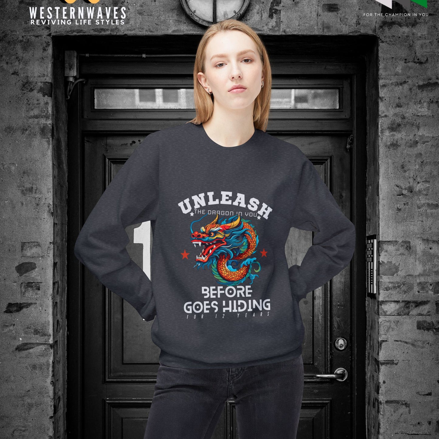 Softstyle Fleece Crewneck Sweatshirt_ N3+ Series SSFCNSS PT2WW001_ Limited Edition Comfort, Durabile & Sustainable Fashion Raw Classic by WesternWaves: