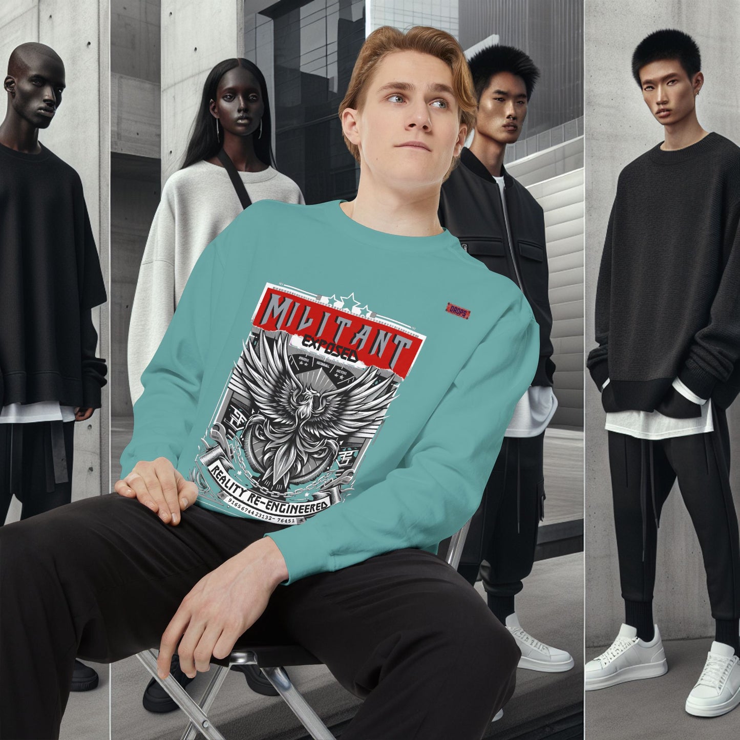 Unisex Garment-Dyed Sweatshirt_ N8+ Series SPW USMWSSFCNSS PT2WW001_ Limited Edition by WesternWaves:
