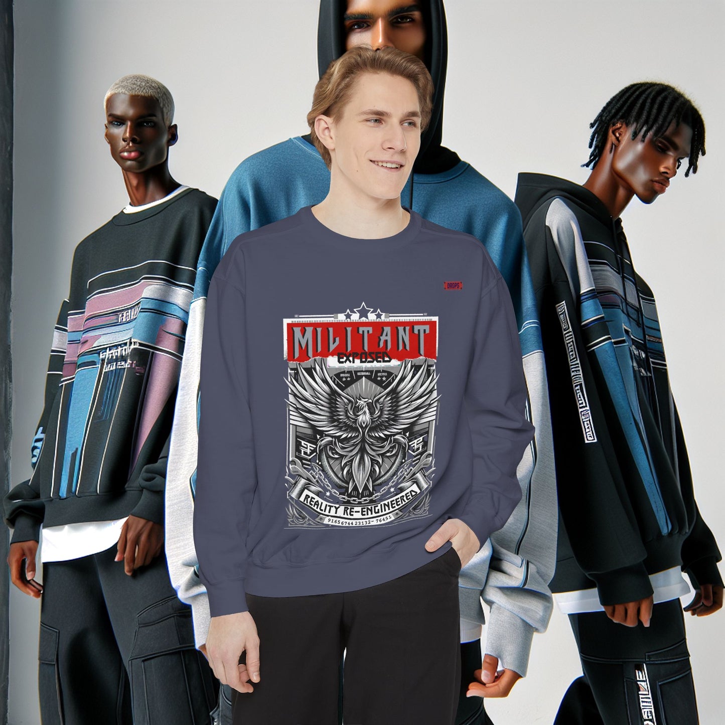 Unisex Garment-Dyed Sweatshirt_ N8+ Series SPW USMWSSFCNSS PT2WW001_ Limited Edition by WesternWaves: