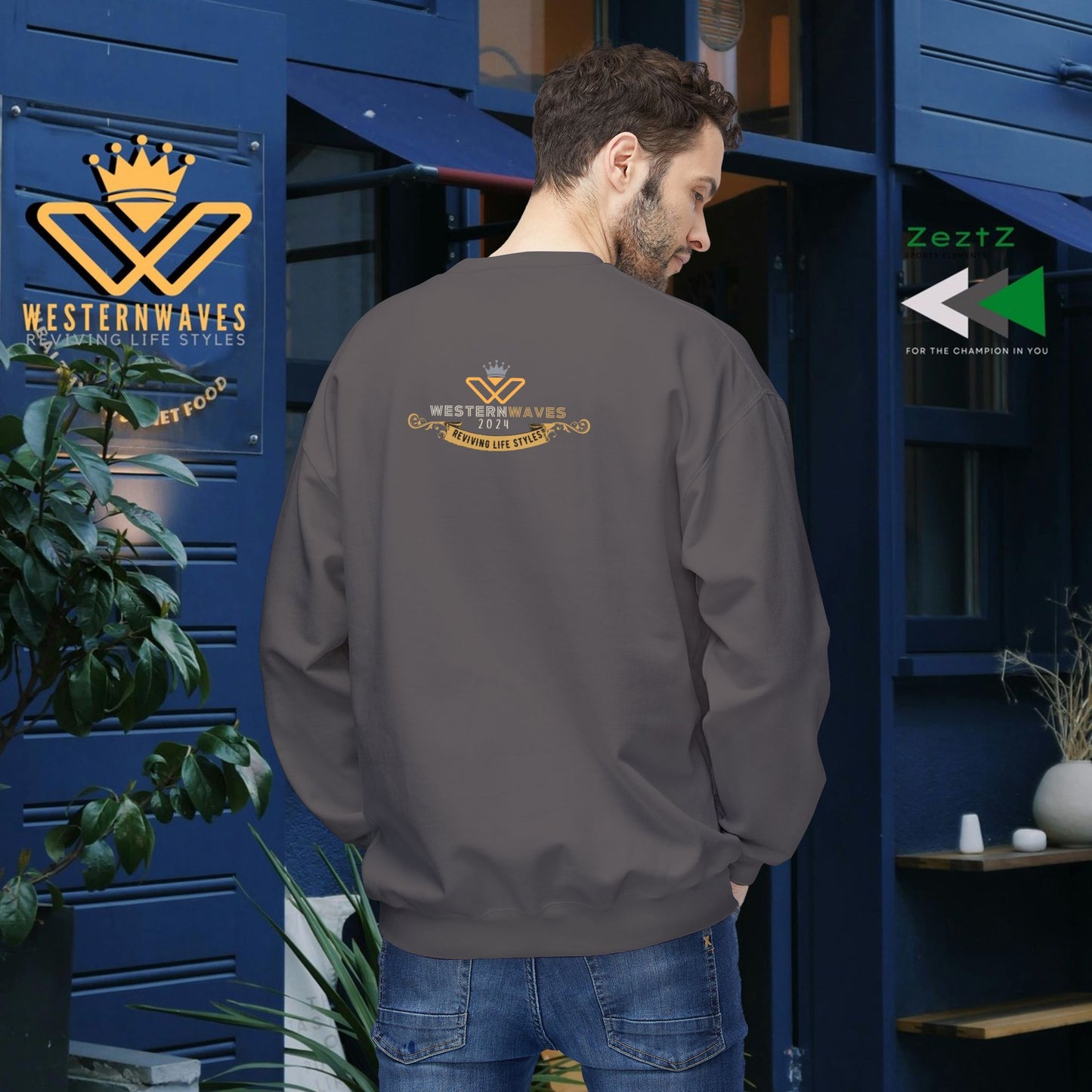 Unisex Midweight Fleece Crewneck Sweatshirt_ N3+ Series UXMWFCS PT2WW015_ WesternWaves Signature Limited Edition:
