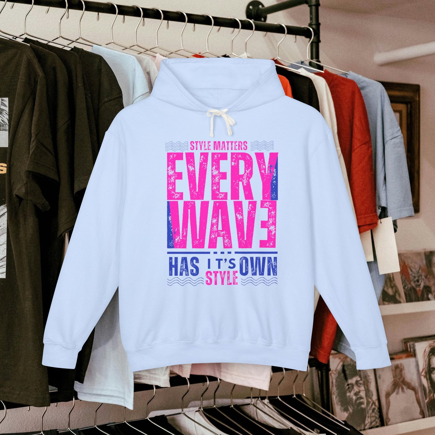 Lightweight Hooded Sweatshirt - Sustainable US Cotton - N3+ Series LWHSS PT2WW009_ Limited Edition Trend Seekers Design by WesternWaves: