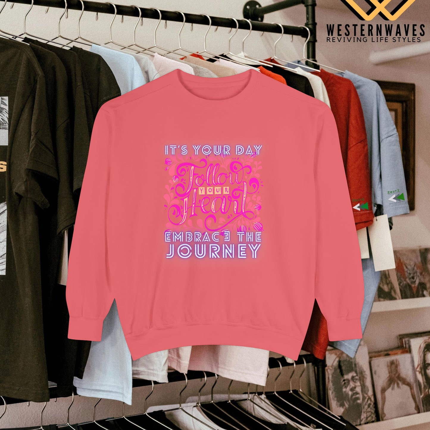 Unisex Garment-Dyed Sweatshirt_ N3+ Series UGDSS PT2WW001_ WesternWaves Limited Edition: