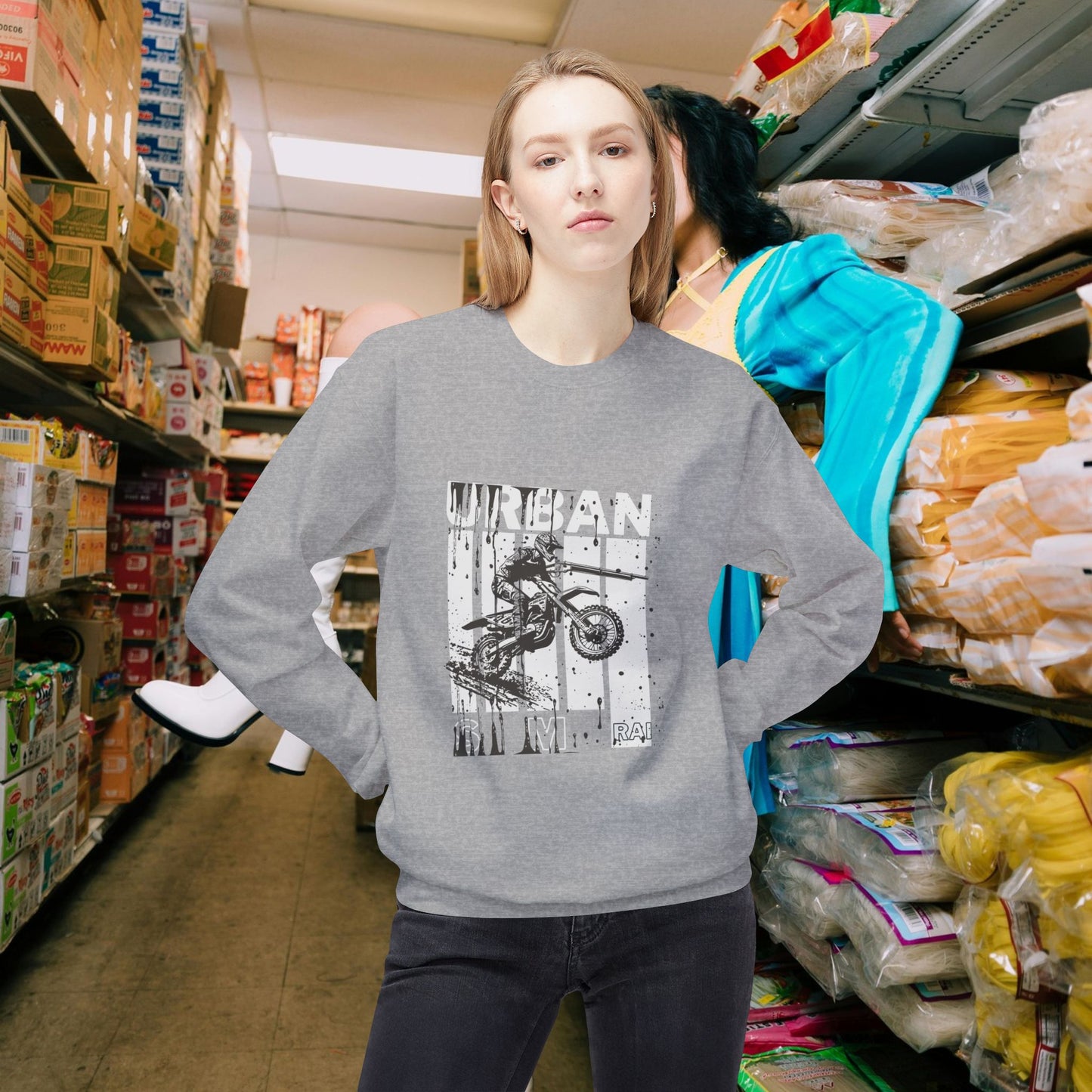 Unisex Midweight Softstyle Fleece Crewneck Sweatshirt_ N2+ Series USMWSSFCNSS PT2WW009_ Limited Edition Stylish Eco-conscious Raw Classic by WesternWaves: