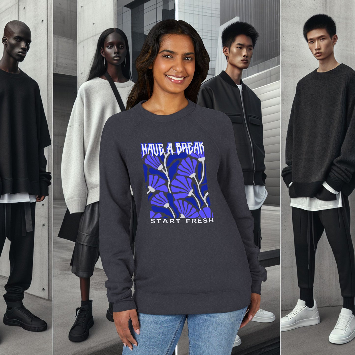 Unisex Sponge Fleece Raglan Sweatshirt_ Series UWD 062_ Limited Edition Cozy Fashion Streewear by WesternWaves: