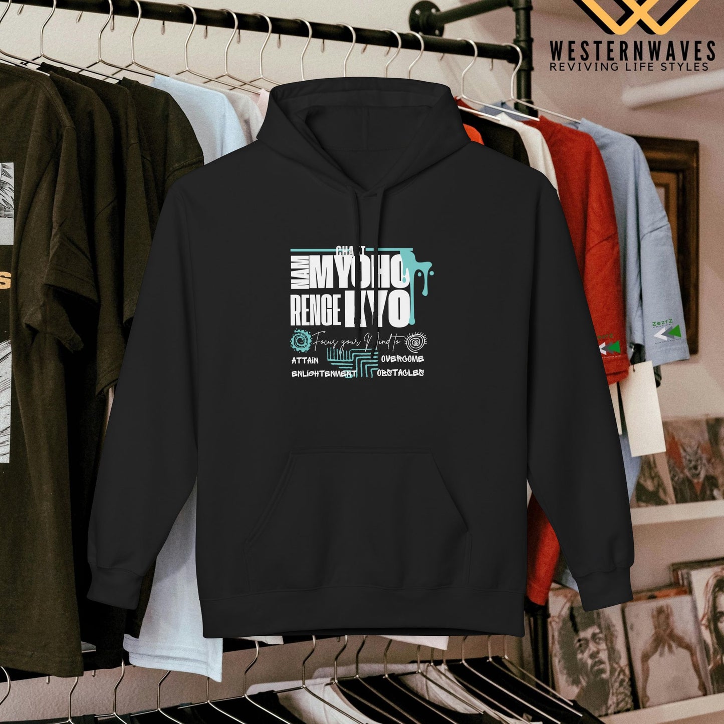 Unisex Midweight Softstyle Fleece Hoodie_ N3+ Series USMWSSFH PT2WW004_ Limited Edition Luxuriously Soft 100% Cotton Face by WesternWaves: