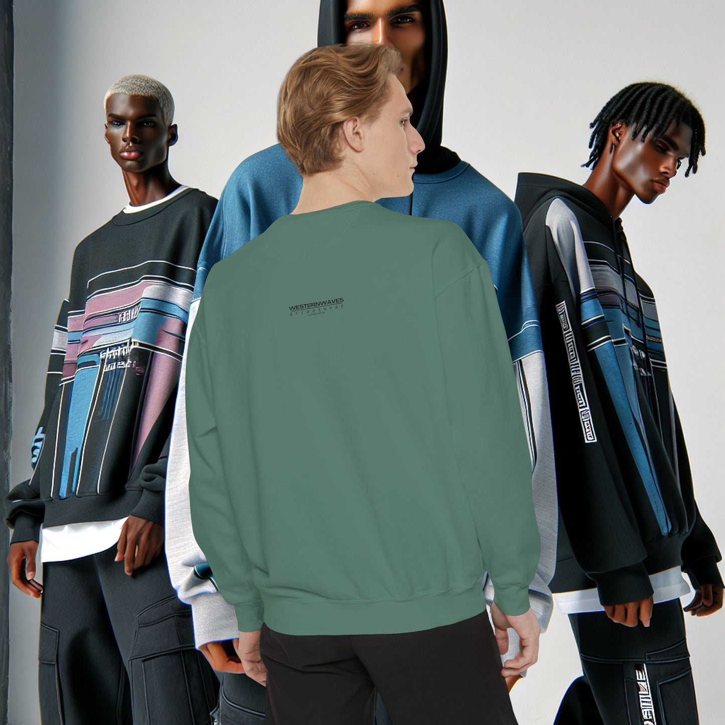 Unisex Garment-Dyed Sweatshirt_ N8+ Series SPW USMWSSFCNSS PT2WW001_ Limited Edition by WesternWaves: