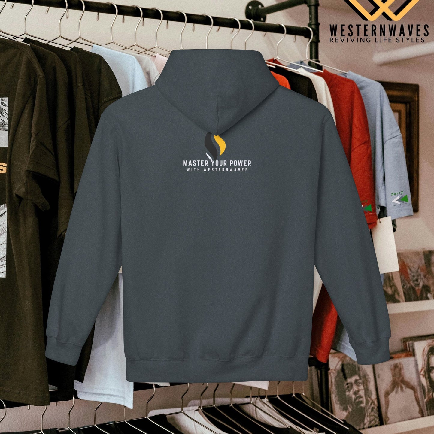 Unisex Midweight Softstyle Fleece Hoodie_ N3+ Series USMWSSFH PT2WW002_ Limited Edition Luxuriously Soft 100% Cotton Face by WesternWaves: