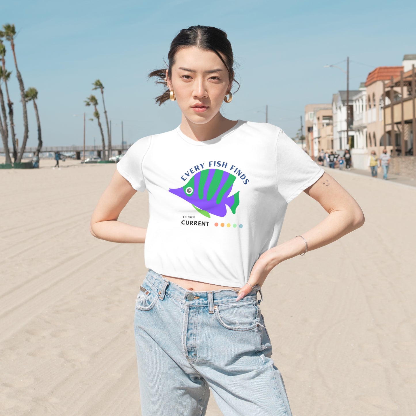 Women's Flowy Cropped Tee_ N+ Series WFCT PT2WW001_ Chic Comfort Tee by Bella + Canvas_ Limited Edition by WesternWaves: