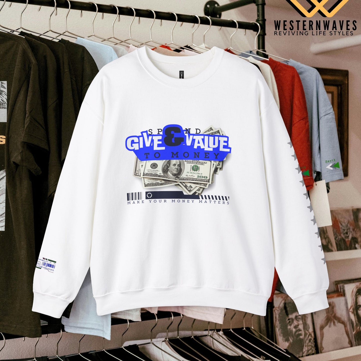 Unisex Heavy Blend™ Crewneck Sweatshirt_ N3+ Series UHBCSS PT2WW036_ Limited Edition Pure Luxury By WesternWaves: